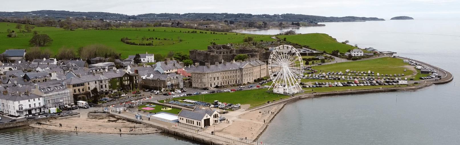 Beaumaris village and coastline from above