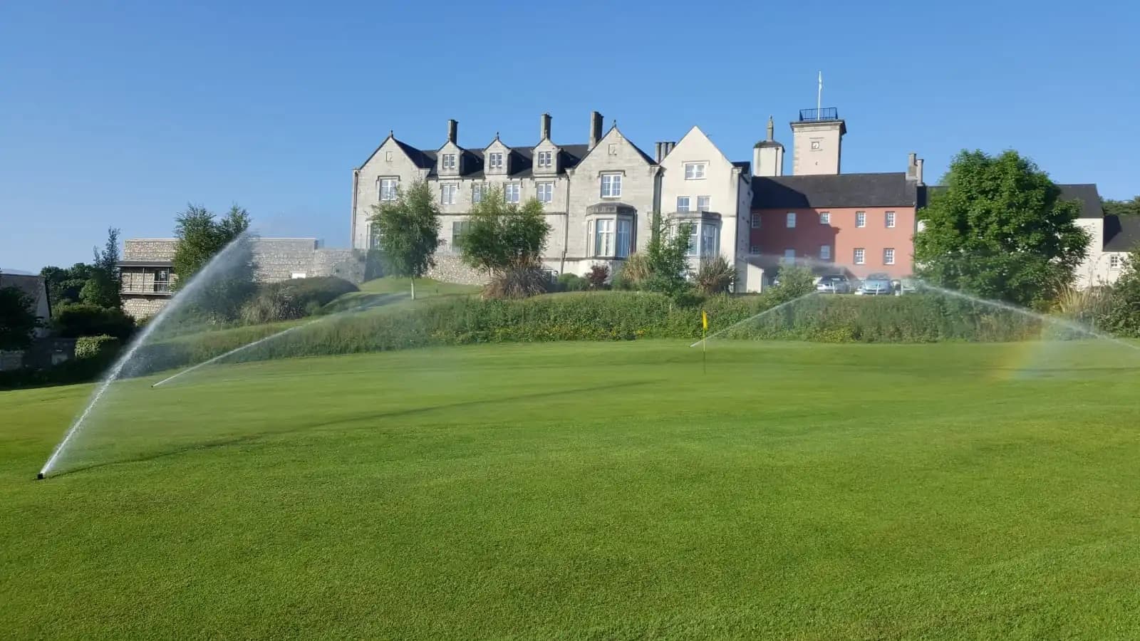 Henllys Golf Club course with views over the Menai Strait
